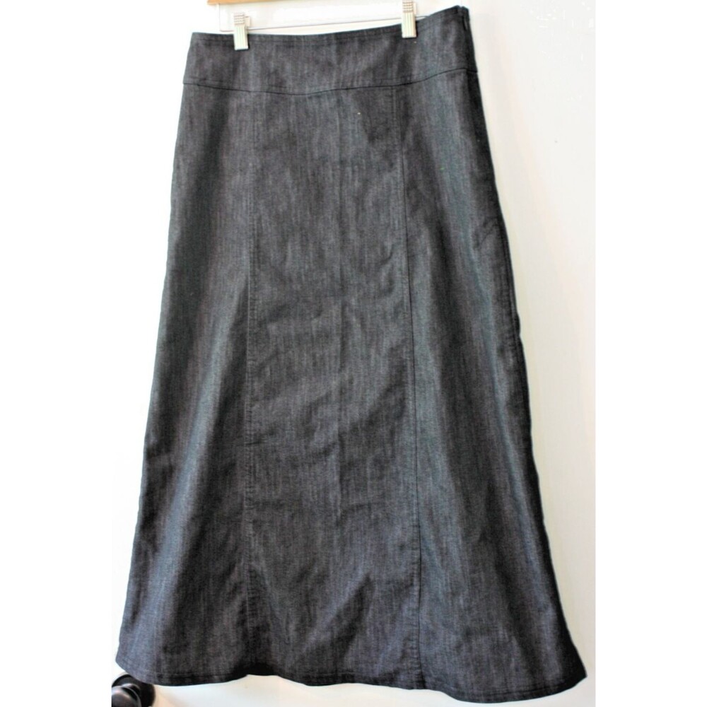 Baby O Skirt Womens sz 6 Black Denim Maxi Long A-Line - Picture 2 of 6